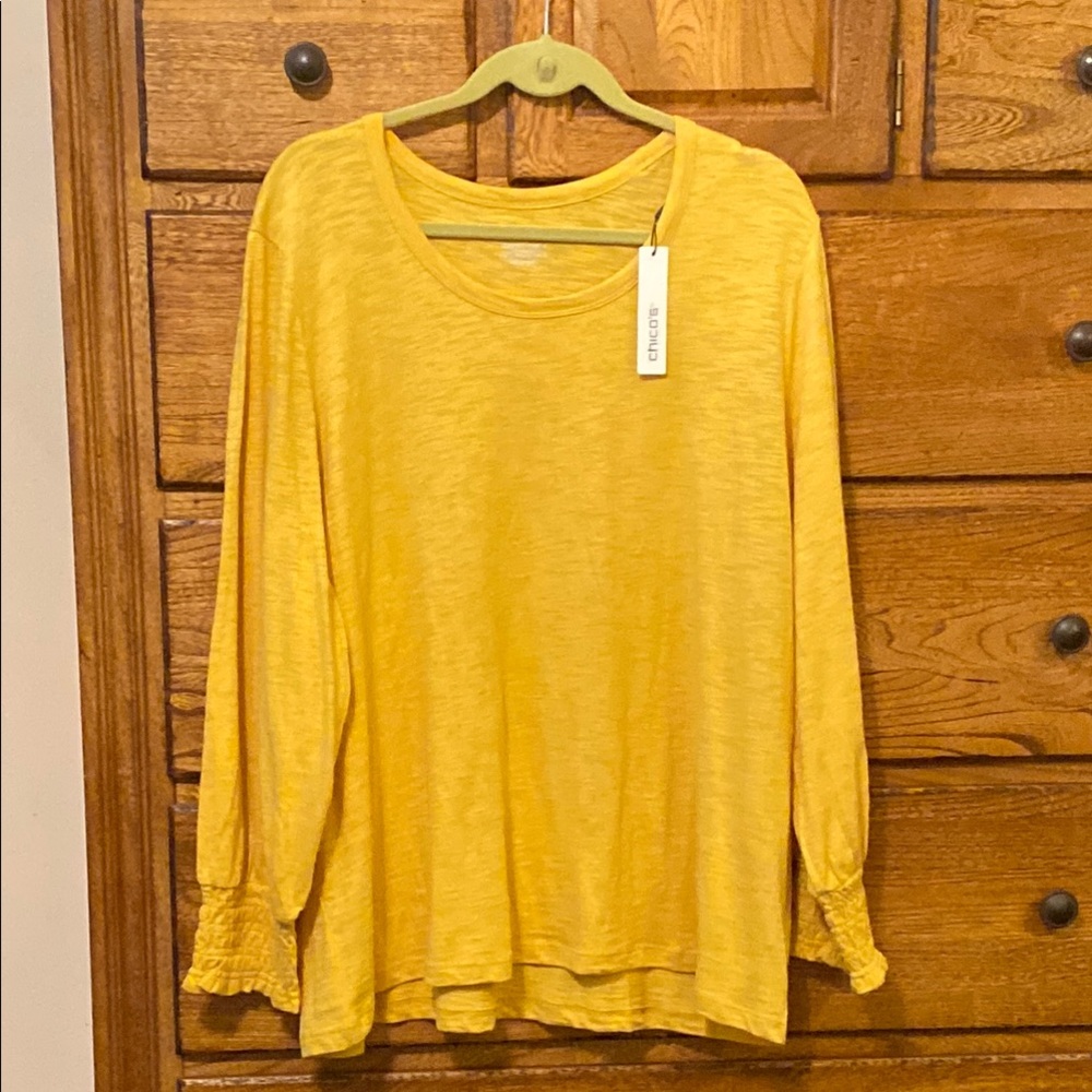 Chico's Yellow Relaxed Ruffled Blouse